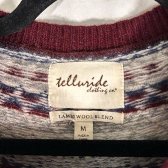 Telluride lambs Wool Cardigan Women's Medium Red White Knit Button Front - Picture 4 of 9